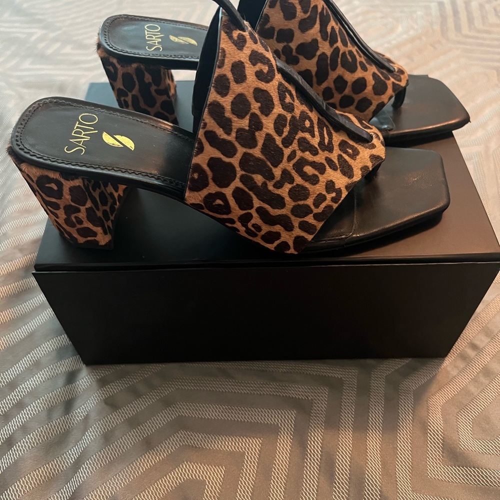 Franko Sarto calf hair slides.  Size 10.